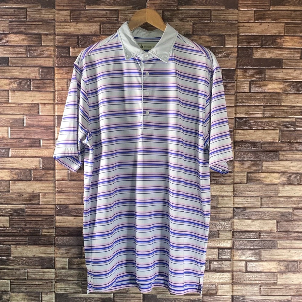 Mens Large EUC Donald Ross Multi Color R 1947 Performance Golf Polo